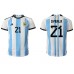 Argentina Paulo Dybala #21 Replika Hemma matchkläder VM 2022 Korta ärmar